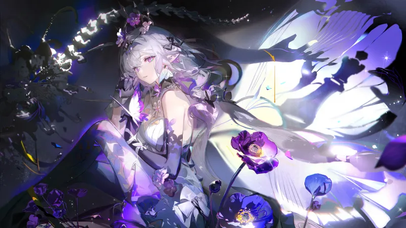 Castorice, 8K wallpaper, Honkai: Star Rail, Anime girl, Purple aesthetic