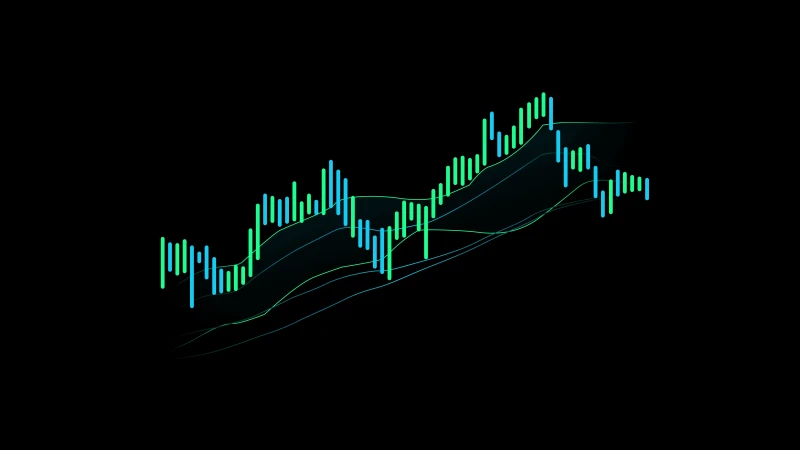 Trading Candlestick pattern, Stock Market Digital Art, Black background 4K