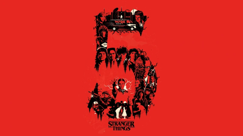Stranger Things Season 5, Red background 4K