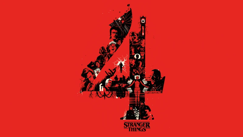 Stranger Things Season 4, Red background 4K