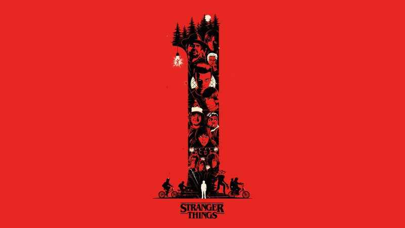 Stranger Things Season 1, Red background 5K