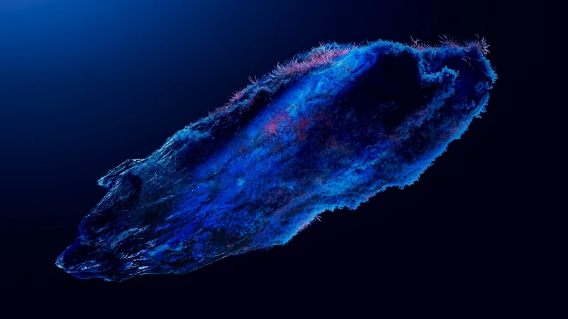 Blue organic rock wallpaper, Floating in darkness, Microsoft Design