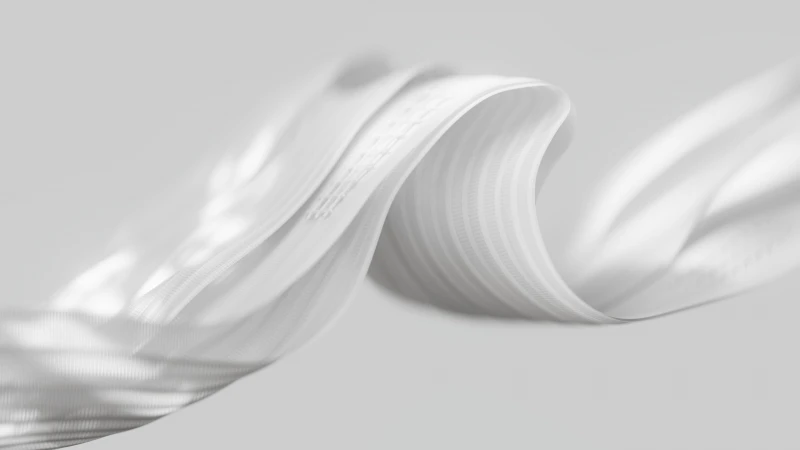 White fabric ribbon, Light mode, Microsoft Design, 4K wallpaper