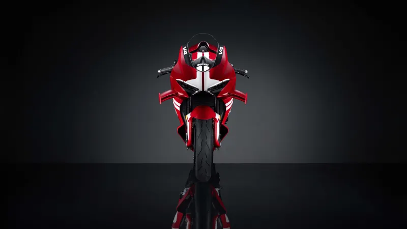 Ducati Superleggera V4 Centenario wallpaper, Front view, Reflection, Dark studio, 2027