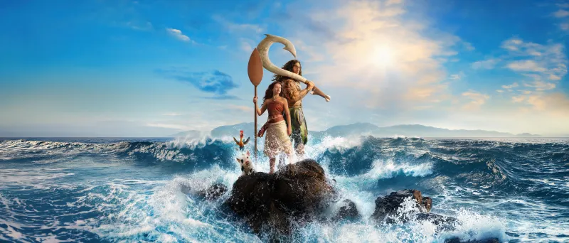 Moana 2026, Ultrawide 4K wallpaper, Dwayne Johnson, Catherine Laga'aia