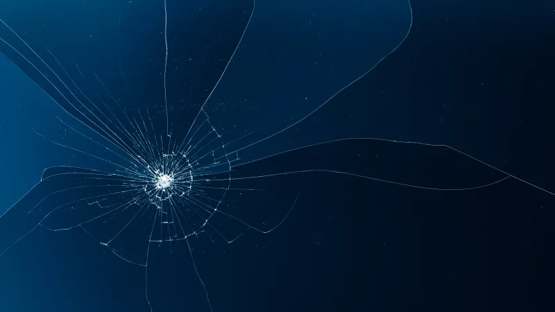 Broken Shattered glass, Blue background 5K
