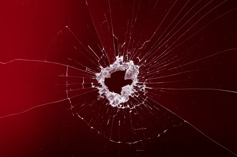 Broken screen Shattered glass, Red background 5K