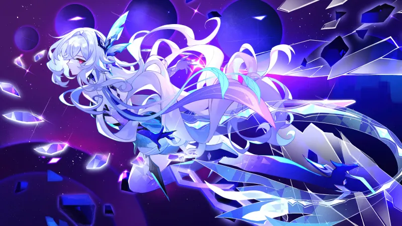 Skirk Purple abstract, Genshin Impact, 5K wallpaper