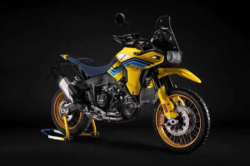 Ducati DesertX 100, Rally adventure bike, Yellow, Dark background, 2026, 8K wallpaper