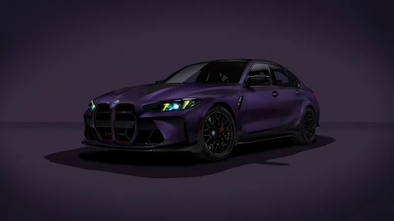 BMW M3 CS Handschalter, Purple sedan, Manual, 2027, 5K wallpaper