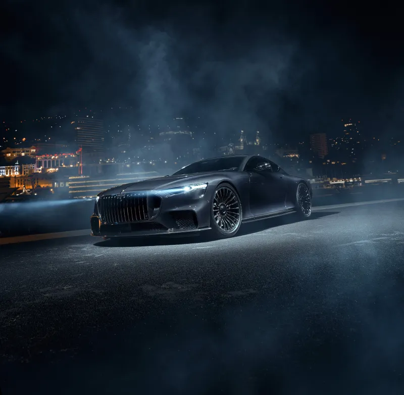 Brabus Bodo, Black grand tourer, Monaco at night, Hypercar, 8K wallpaper