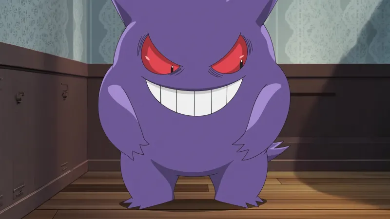 POKEMON, Gengar, Purple, Red eyes, Grin, Spooky, Anime