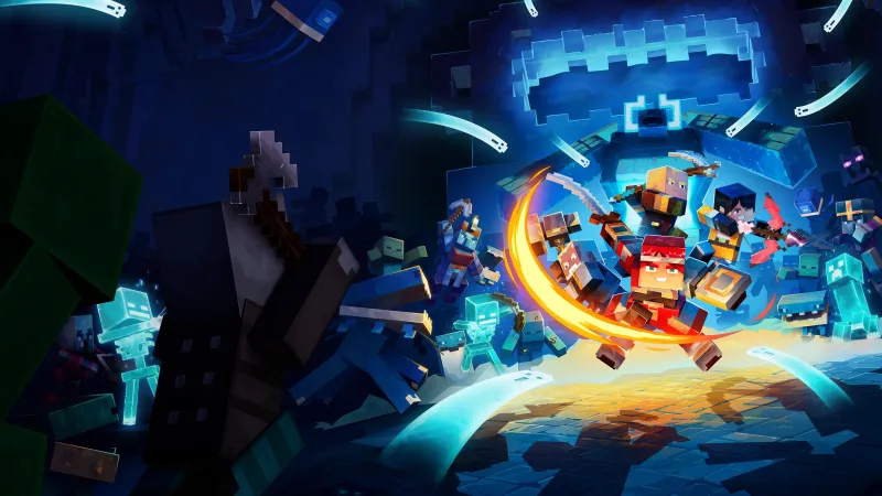 Minecraft Dungeons II wallpaper, Heroes, Blue key art, Game art