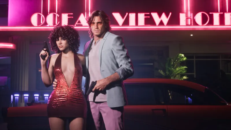 Vintage Vice City, Jason and Lucia wallpaper, Grand Theft Auto VI