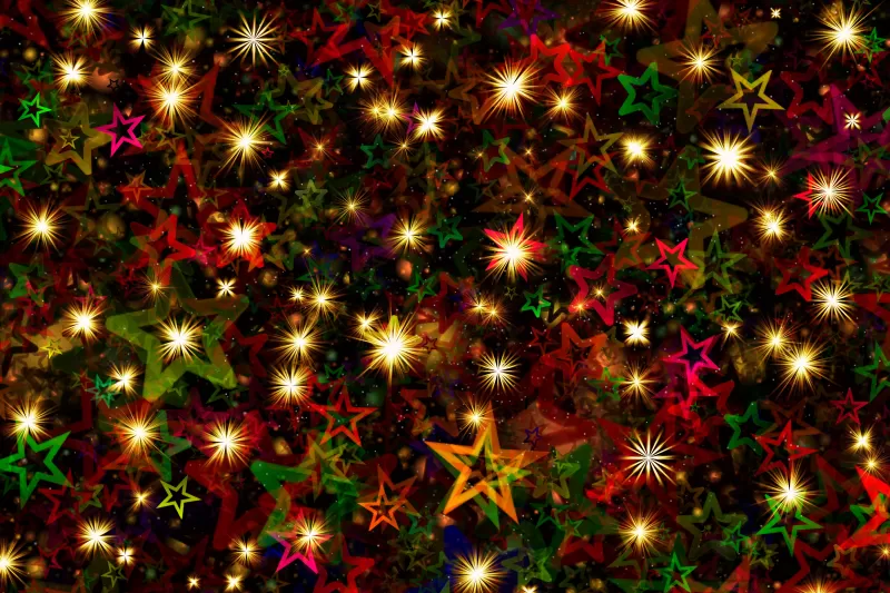 Christmas Stars, Christmas decoration, Advent, Glowing lights, Colorful, Aesthetic, 5K, 8K