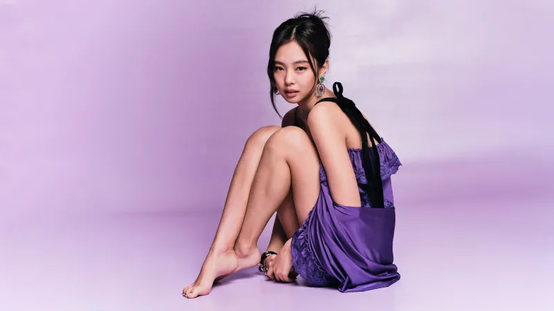 Jennie, Blackpink, Cosmopolitan, Purple dress, 5K wallpaper