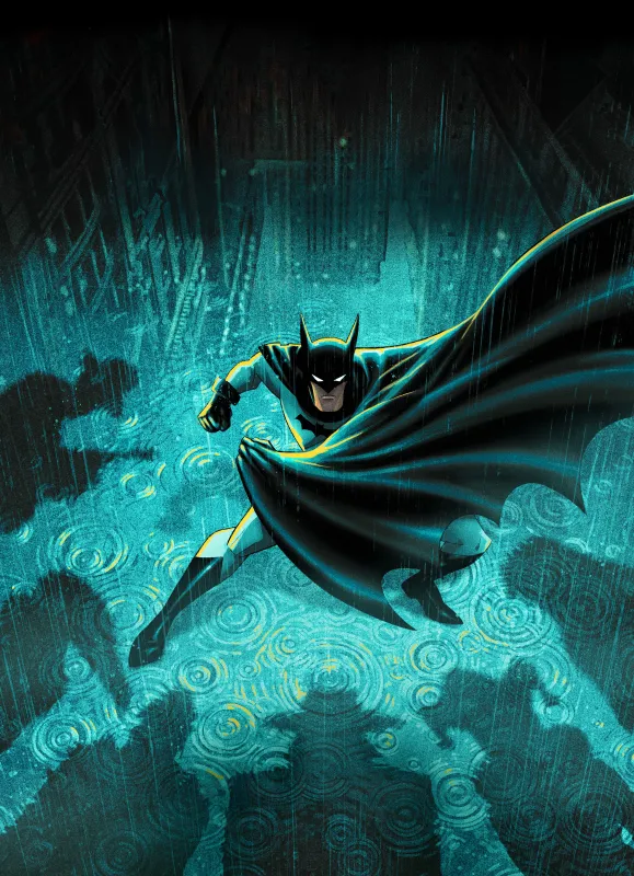 Batman: Caped Crusader wallpaper, Rain, Teal, Vertical, DC animated series