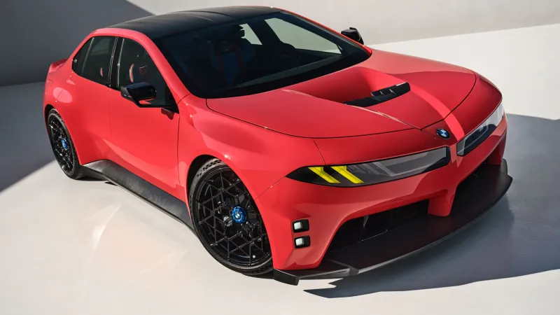BMW M Concept Neue Klasse wallpaper, Red electric sports sedan, 2027, 12K