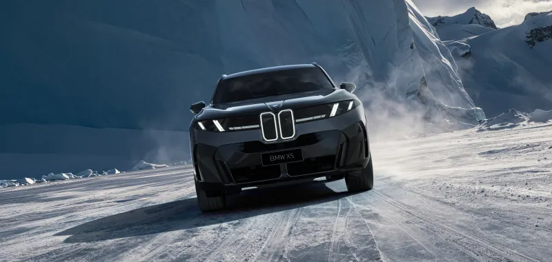 BMW X5 2026 wallpaper, Black SUV, Glacier, Snow road