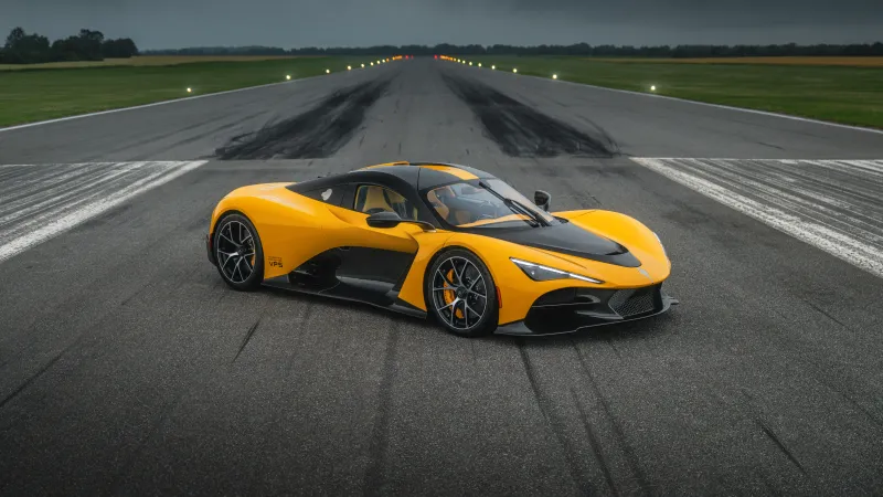 Zenvo Aurora Tur wallpaper, Yellow hypercar, Runway, 2026, 8K