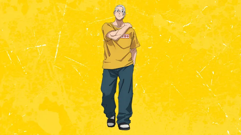 Taro Sakamoto (Slim), Yellow background 4K, Sakamoto Days, Taro Sakamoto