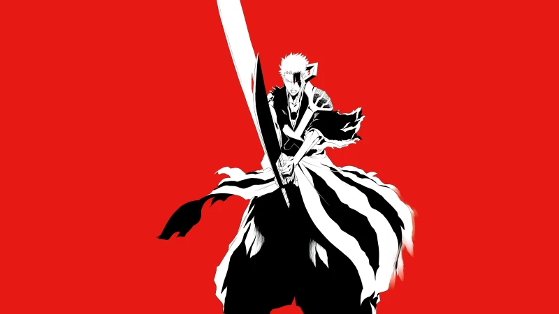Ichigo Kurosaki, Textless, Red background 5K, Bleach: Thousand-Year Blood War