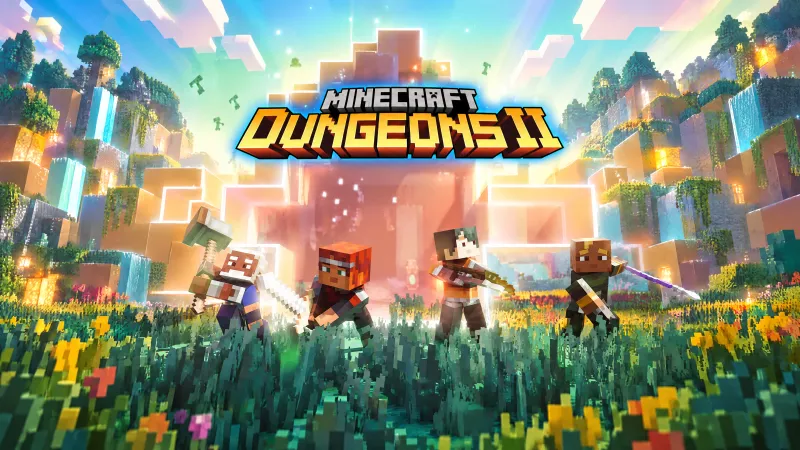 Minecraft Dungeons II wallpaper, Heroes, Colorful landscape
