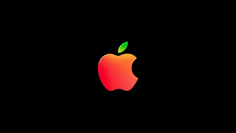 Apple logo, Black background 8K