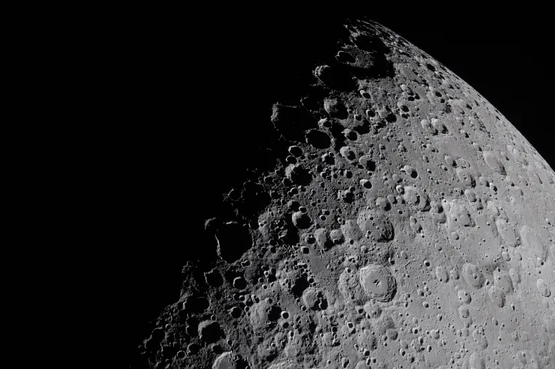 Lunar craters from Artemis II, Moon surface, Dark background, 5K wallpaper