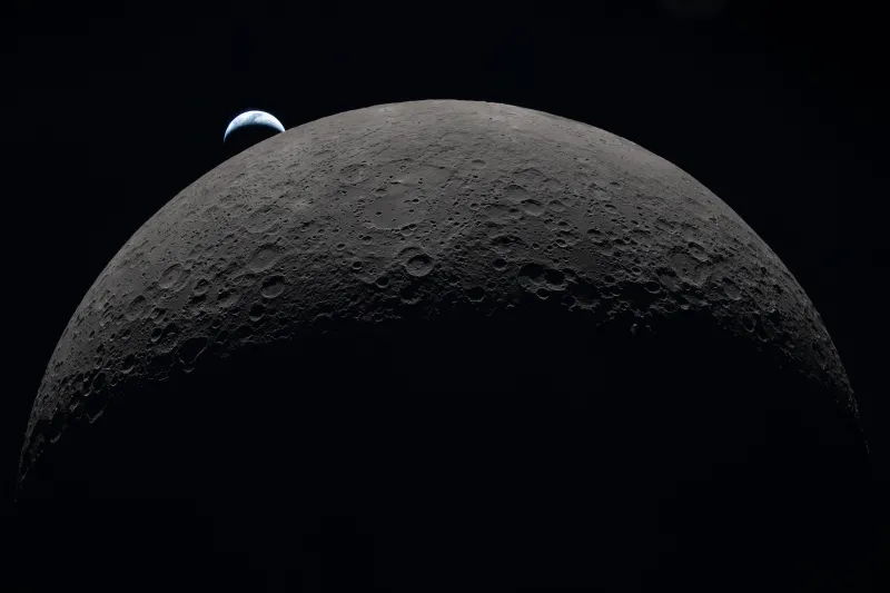 Crescent Earth over the Moon wallpaper, Artemis II, Orion