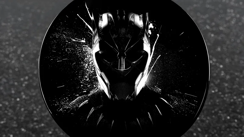 Black Panther, Black and White, Monochrome art, 8K wallpaper