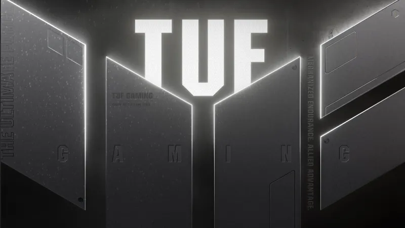 ASUS TUF Gaming, Glowing logo, Black and white, 5K wallpaper
