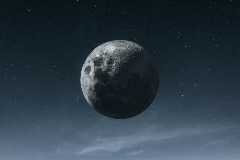 Moon in a starry sky wallpaper, Night, Astrophotography