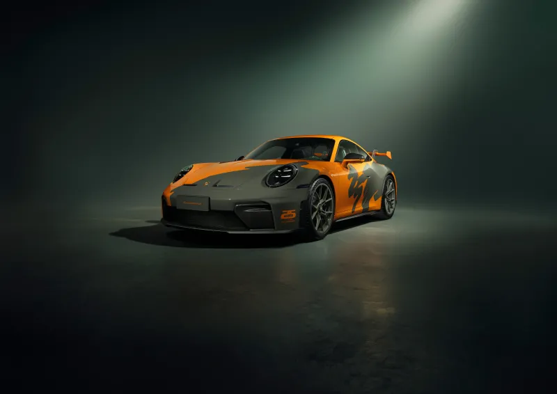 Porsche 911 GT3 wallpaper, 25 Years of Porsche in China, Orange livery, 2026