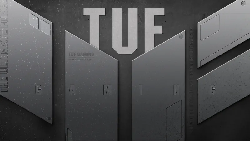 ASUS TUF Gaming wallpaper, Grey panels, Metallic