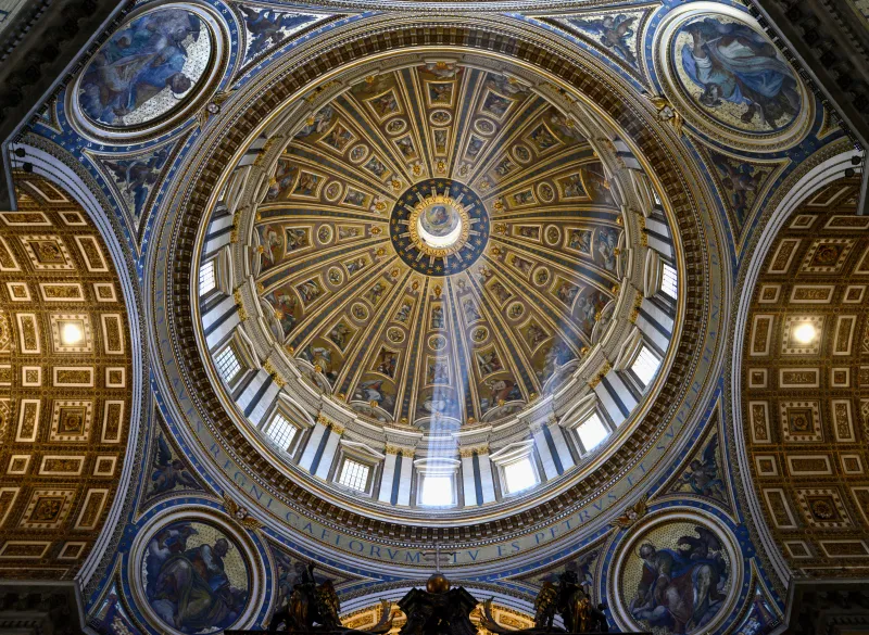 St. Peter's Basilica dome wallpaper, Michelangelo's dome, Interior, Light rays, Vatican City