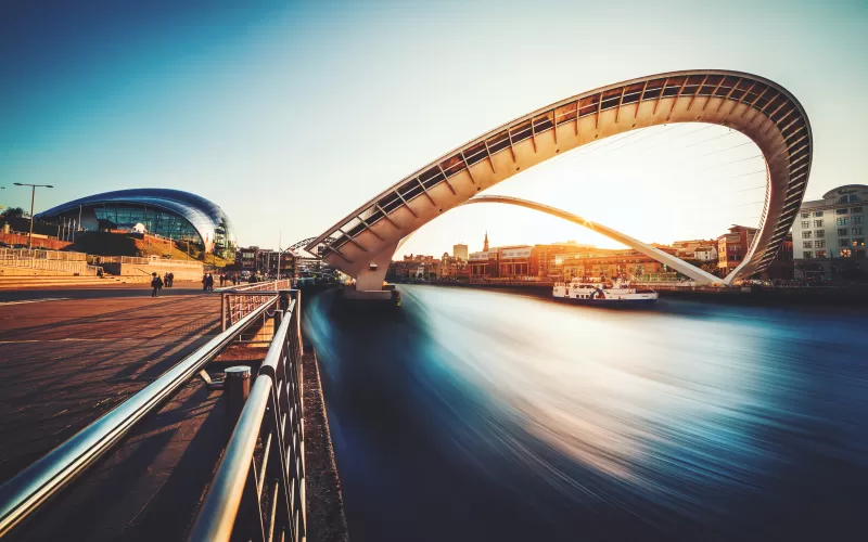 Gateshead Millennium Bridge, River Tyne, Long exposure, 5K wallpaper