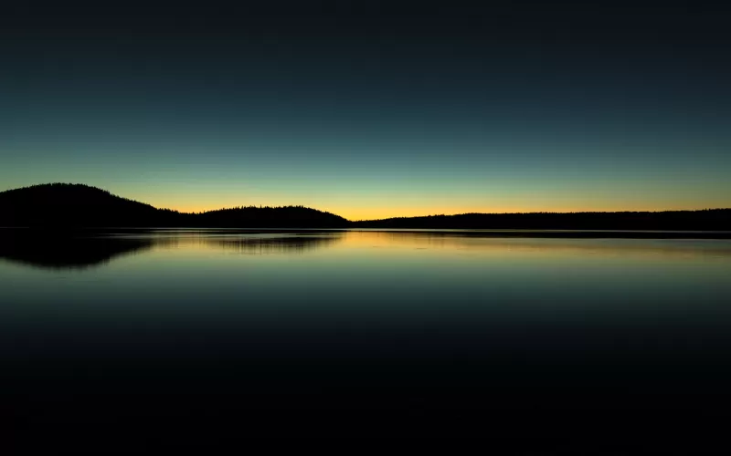 Paulina Lake, Oregon, Dawn silhouette, 5K wallpaper