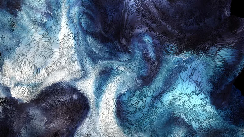 Particle swarm wallpaper, Blue and white waves, Abstract texture