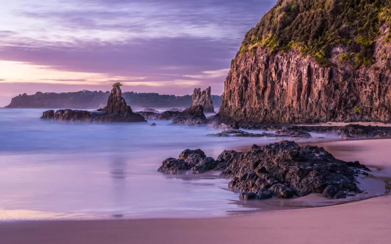 Cathedral Rocks, Kiama, Sea stacks, 5K wallpaper