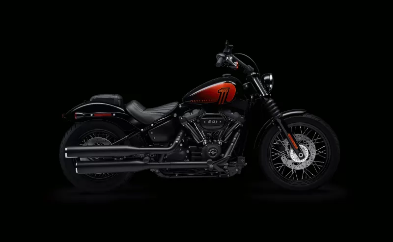 Harley-Davidson Street Bob 114, Black background, 2021, 5K, 8K