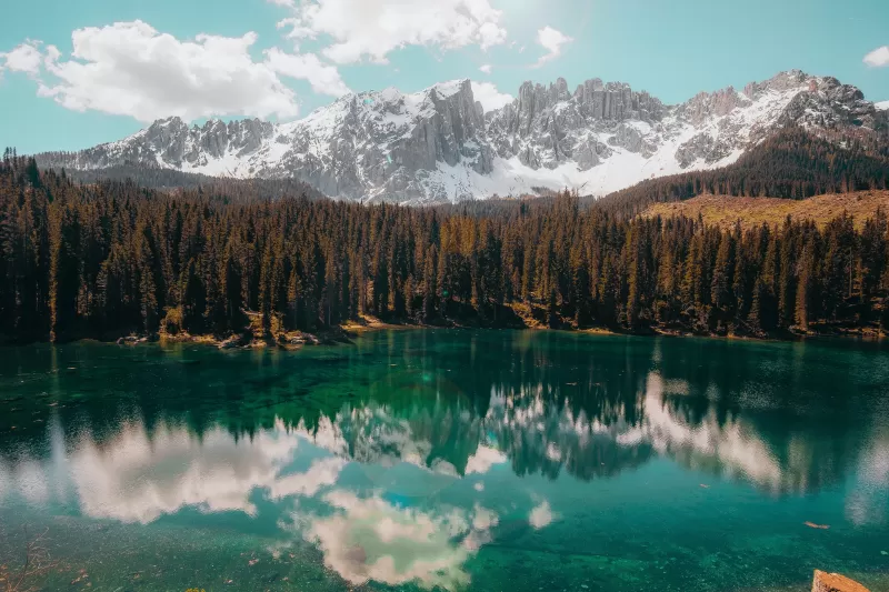 Lago di Carezza, Latemar, Dolomites, 4K wallpaper