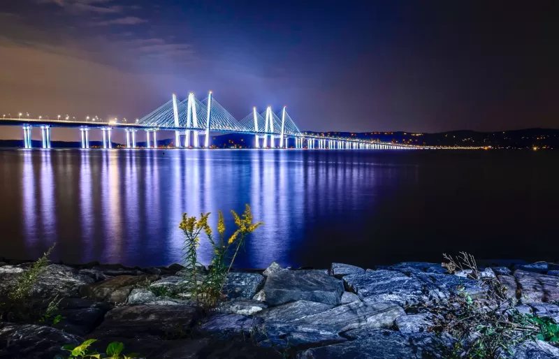 Tappan Zee Bridge wallpaper, Hudson River, Night lights