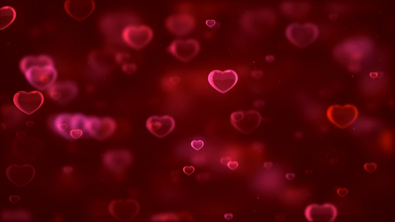 Red hearts, Bokeh, Red background, Blurred, Digital Art, Heart shape, Valentine's Day
