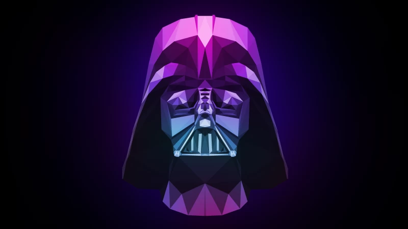 Darth Vader, Low poly, Artwork, Dark background, Purple