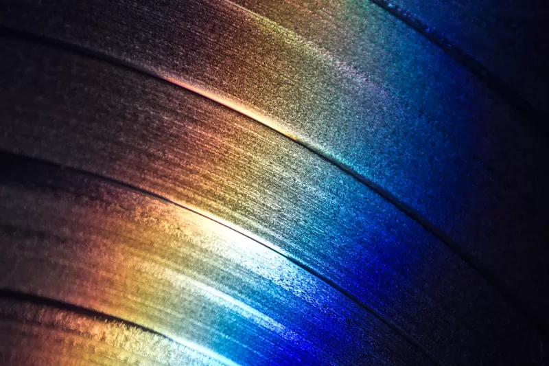 Vinyl record wallpaper, Rainbow light, Macro