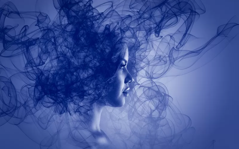 Woman, Girl, Blue, Smoke, Dream, 5K