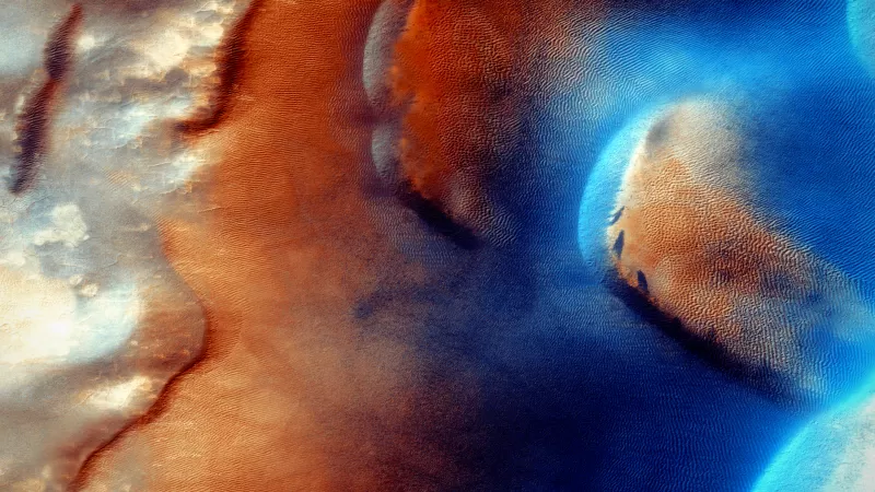 Mars surface, Dunes from orbit, Space, 5K wallpaper