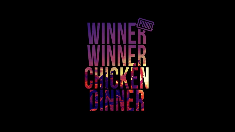 Winner Winner Chicken Dinner, PUBG, AMOLED, Black background, 5K