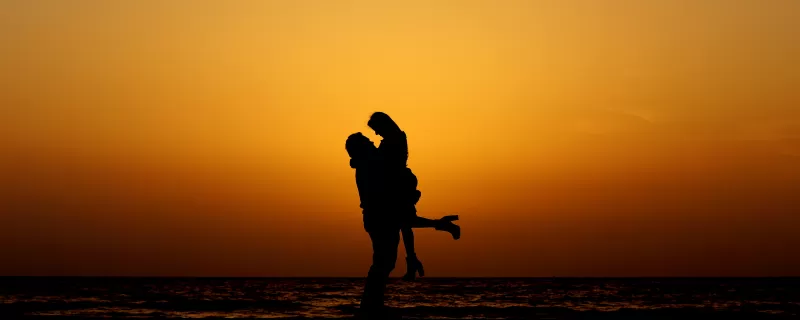 Couple, Silhouette, Sunset, Beach, Romantic, Date night, 5K, 8K